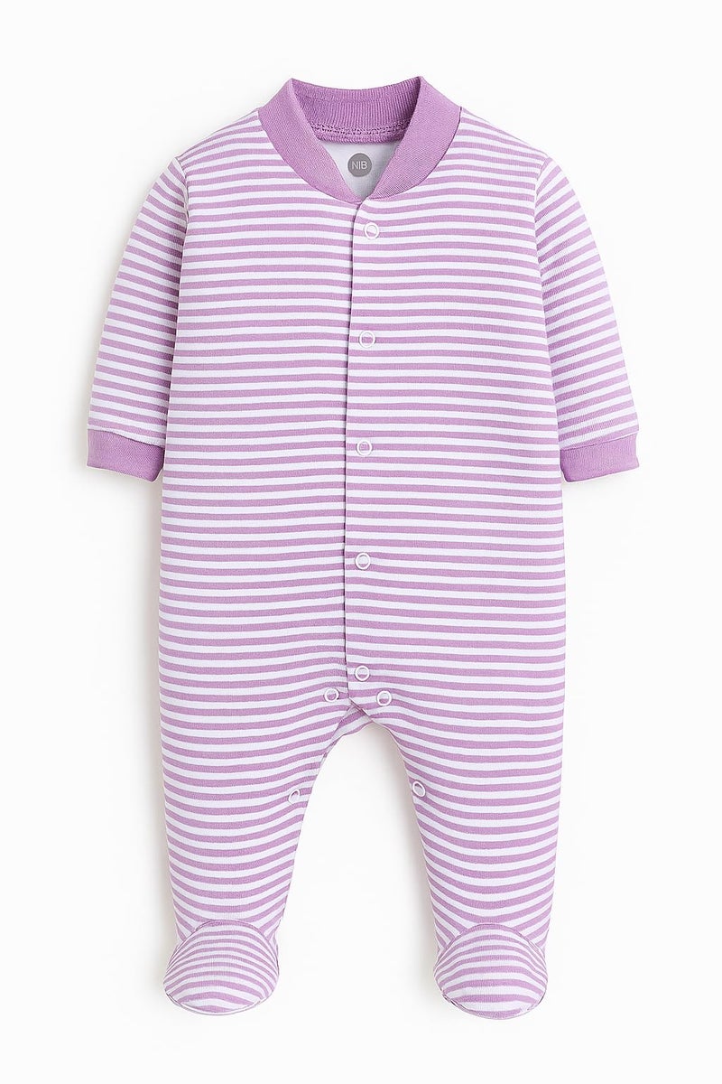 EIO® 100% Cotton Rompers Sleepsuits Jumpsuit Night Suits for Infants Newborn Baby Boys & Girls Pack of 3(0-3 Months, Purple) - Image 4