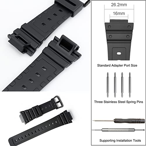 Lijinlan Resin Watch Band For Casio G-Shock DW-5600 DW-5900 DW-6100 DW-6600 DW-6900 GW-M5610 GA-110/120/300/700 GD-120/350 Watchband Replacement Strap for Gshock (Black) - Image 4