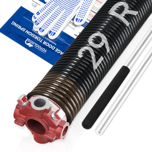 YoToolGDS Right Hand Wind（Red Cone）2" Garage Door Torsion Spring with Non-Slip Winding Bars & Gloves, High Precision Electrophoresis Black Coated, for Replacement, MIN 16,000 Cycles (0.234x2''x29'') - Image 1