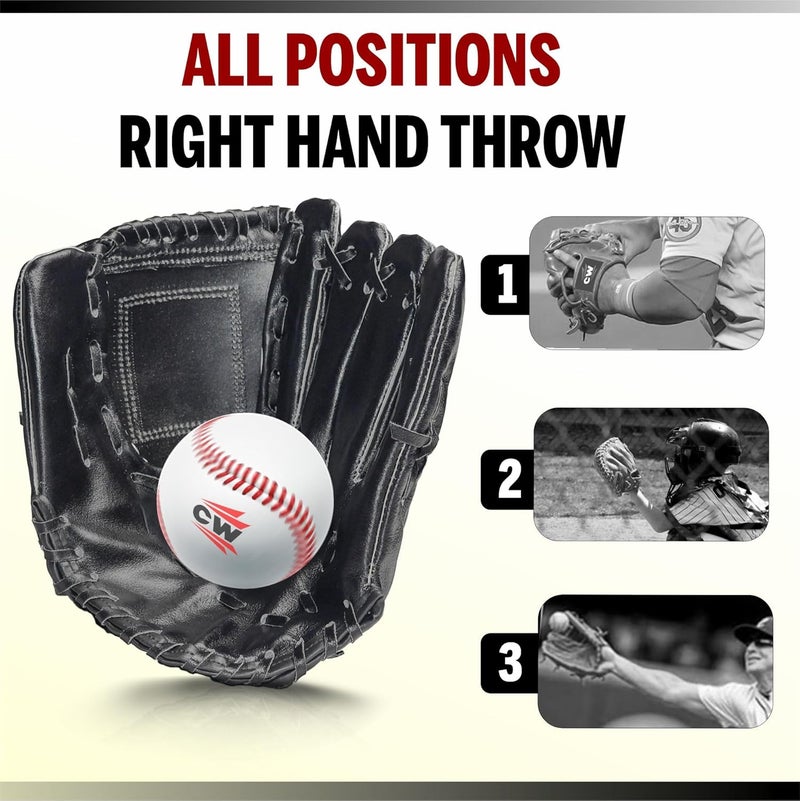 Firefly قفازات بيسبول براديت || قفازات سوفتبول || قفاز تي-بول 10.5"-12.5" للأطفال والشباب والبالغين || قفاز بيسبول لليد اليسرى، رمي باليد اليمنى - Image 3