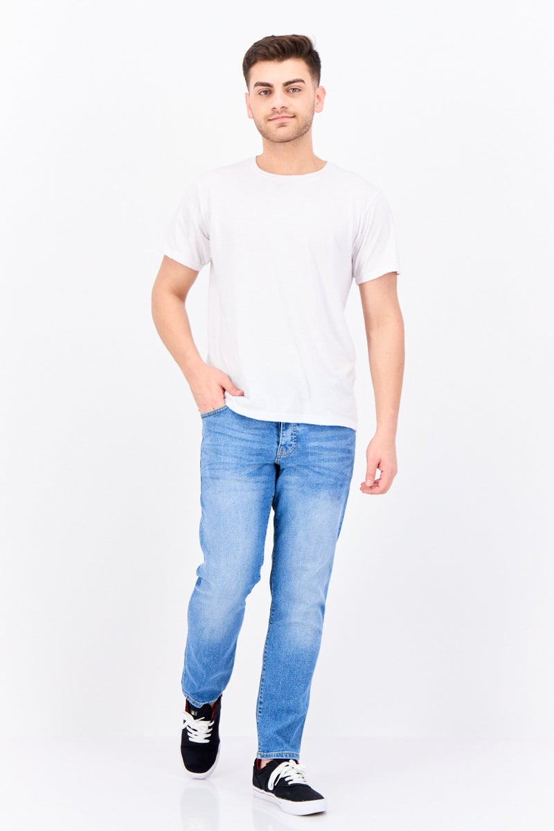 CROSSHATCH Men Regular Fit Belted Wash Stretchable Denim, Blue - Image 4