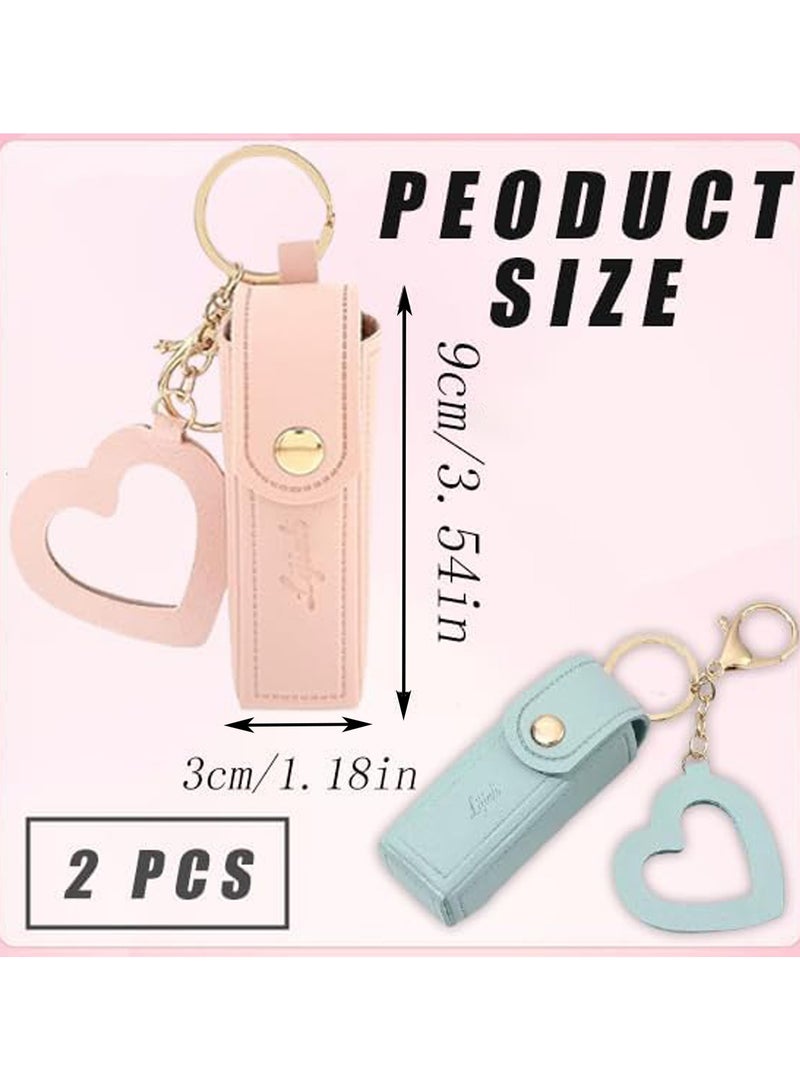 CMGTYYD 2 Pcs Lipstick Case with Mirror, Protect Lipstick Sets for Women Lipstick Holder Lip Gloss Keychain and Lipstick Case, Lip Balm Holder, Lipstick Case for Women Girls(Pink,Green) - Image 2