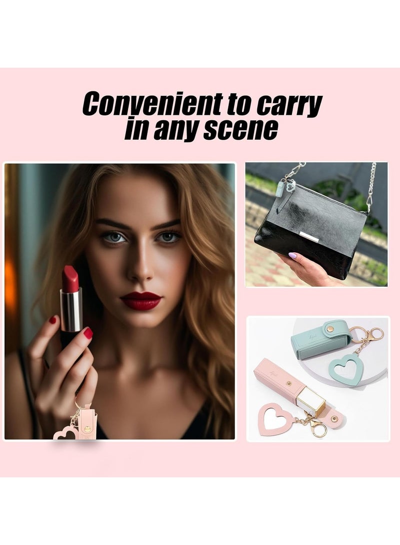 CMGTYYD 2 Pcs Lipstick Case with Mirror, Protect Lipstick Sets for Women Lipstick Holder Lip Gloss Keychain and Lipstick Case, Lip Balm Holder, Lipstick Case for Women Girls(Pink,Green) - Image 3