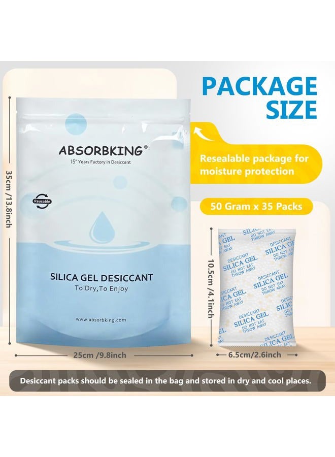 Absorbking Silica Gel Packets – 50 Gram 35 Packs Desiccant Packs, Moisture Absorbers for Food Storage with Color Indicating, Food Grade Silica Packets for Foods, Seeds, 3D Filaments, Electronics, Safes - Image 5