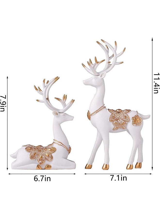 Xtore Creative Resin Golden and White Reindeer Sculptures | Beautiful Home Decor | Lifts up Energy of Your Room (Pack of 2, White) - Image 2