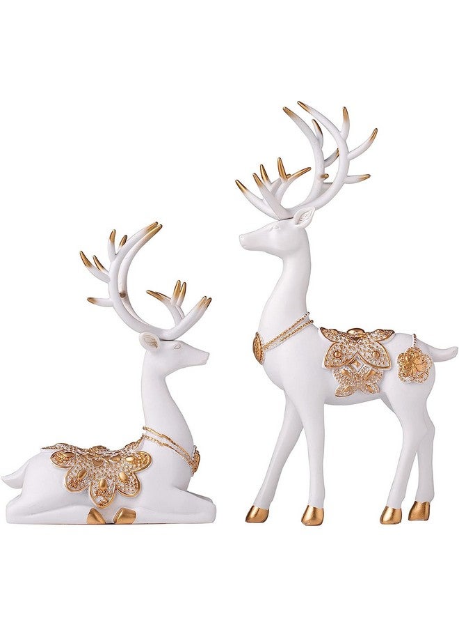 Xtore Creative Resin Golden and White Reindeer Sculptures | Beautiful Home Decor | Lifts up Energy of Your Room (Pack of 2, White) - Image 5