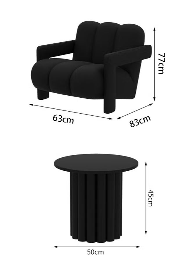 Generic Modern Single Sofa Chairs Set, Flannel Upholstered Lazy Chair, Solid Wood Frame Armchair, Single Armchair Lazy Sofa for Living Room, Bedroom, Lounge (Black)  - Image 4