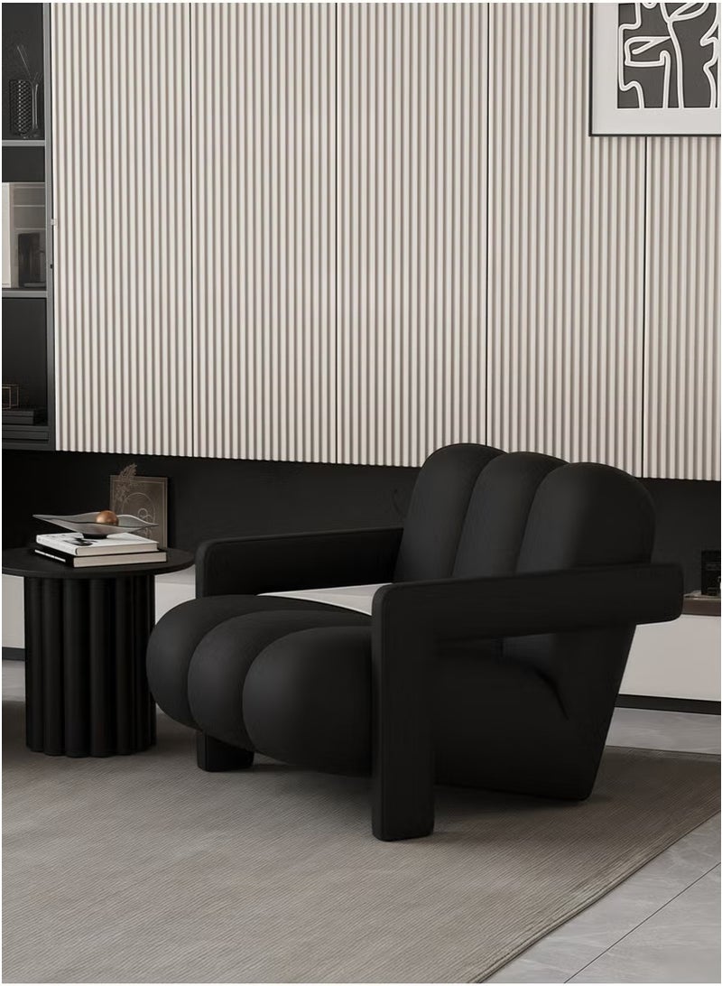 Generic Modern Single Sofa Chairs Set, Flannel Upholstered Lazy Chair, Solid Wood Frame Armchair, Single Armchair Lazy Sofa for Living Room, Bedroom, Lounge (Black)  - Image 2