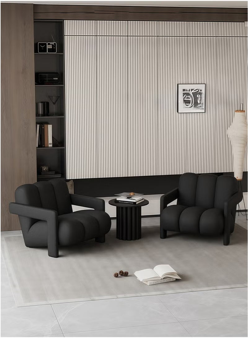Generic Modern Single Sofa Chairs Set, Flannel Upholstered Lazy Chair, Solid Wood Frame Armchair, Single Armchair Lazy Sofa for Living Room, Bedroom, Lounge (Black)  - Image 1