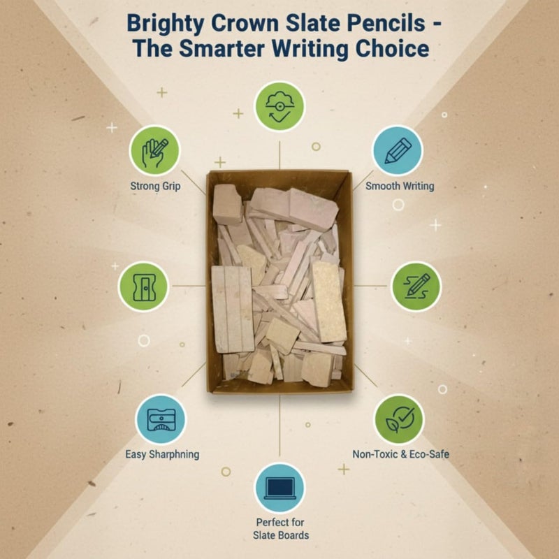 Brighty 1kg Red Slate Broken Crumbs Tukda Big Size Soft Billiards Chalk Box 100 Sticks Natural Earthy Slate Pieces for Writing Drawing Marking Art Projects DIY Crafts - Image 4