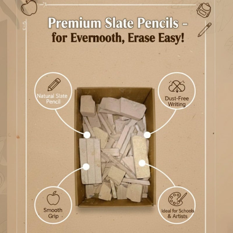 Brighty 1kg Red Slate Broken Crumbs Tukda Big Size Soft Billiards Chalk Box 100 Sticks Natural Earthy Slate Pieces for Writing Drawing Marking Art Projects DIY Crafts - Image 2