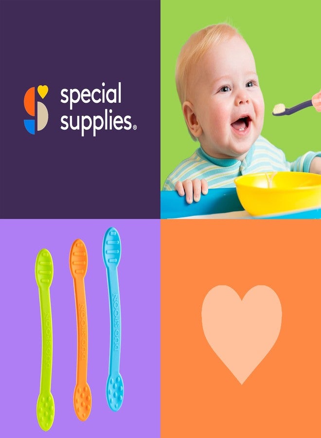Special Supplies أدوات علاج الفم مزدوجة الملعقة من سبشيال سابلايز، 3 عبوات، تحفيز ملموس وعلاج مدخل حسي للأطفال الرضع أو الصغار أو الأطفال، سيليكون خالي من BPA مع مقبض مرن وسهل الاستخدام - Image 5