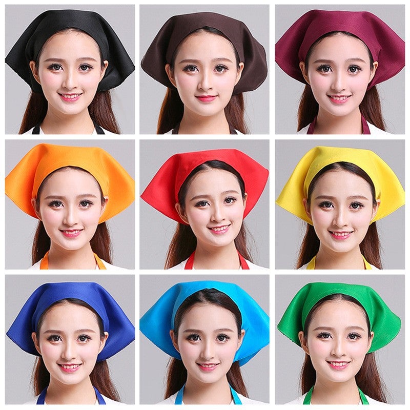 Thickened Workwear Nylon Work Turban Female Supermarket Cleaning Housekeeping Waiter Restaurant Kitchen Triangle Turban Head Hat - Image 1