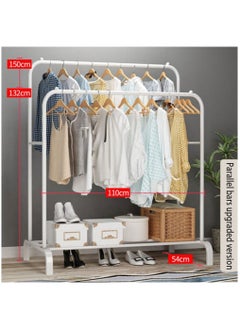 Arabest Double Rod Standing Hanger, Detachable Clothes Rail Metal Garment Rail with Shelves for Clothing Storage Display, Black  - Image 2