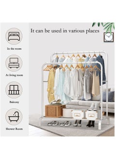 Arabest Double Rod Standing Hanger, Detachable Clothes Rail Metal Garment Rail with Shelves for Clothing Storage Display, Black  - Image 3