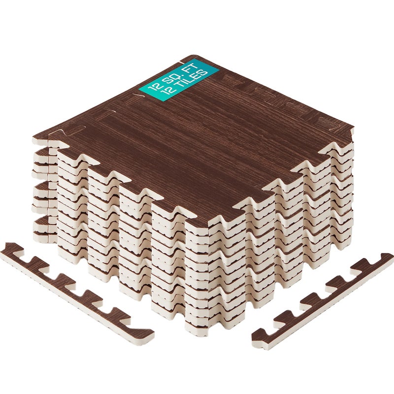 Yes4All EVA Interlocking Mats Puzzle Floor Tiles Foam Floor Padding with Border for Furniture Home Space Living Room Garage 112232 SQFT