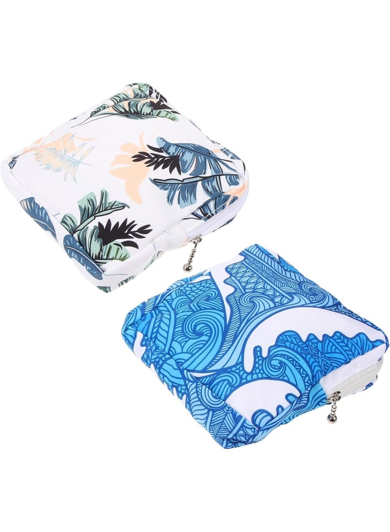 SOLARAE Sanitary Pad Pouch, 2 Pcs Sanitary Napkin Storage Bag, Coin Purse, Makeup Bag for Travel, Portable Menstrual Sanitary Holder Bag, Tampon Period Pouch for School Teen, Girls, Women - Image 1