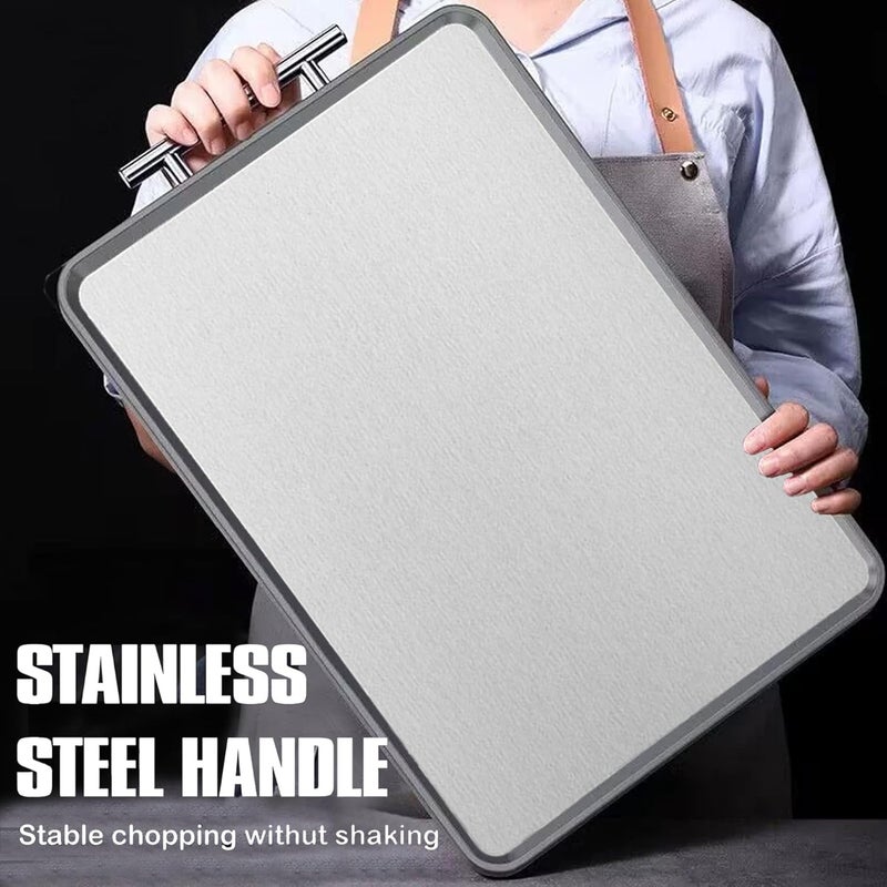 jjojcll Stainless Steel Cutting Board,Double Sided Steel for kitchen,Stainless Steel/Wheat straw pp Large Cutting Board for meat,Dishwasher Safe,non toxic Chopping Board - Image 5