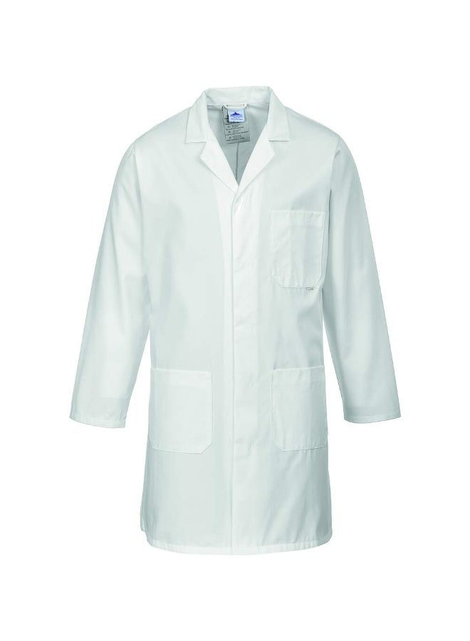 Professional Lab Coat for Women Men Long Sleeve, White,MEDIUM