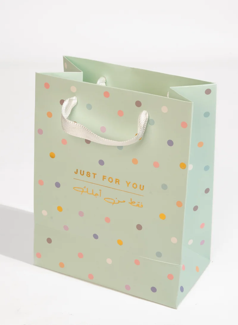 Share the Love Just for You Mint Green Gift Bag – Medium Size with Foil Design, Luxury Paper Present Bag with Handles, Perfect for Birthday, Wedding, Anniversary & Special Occasions