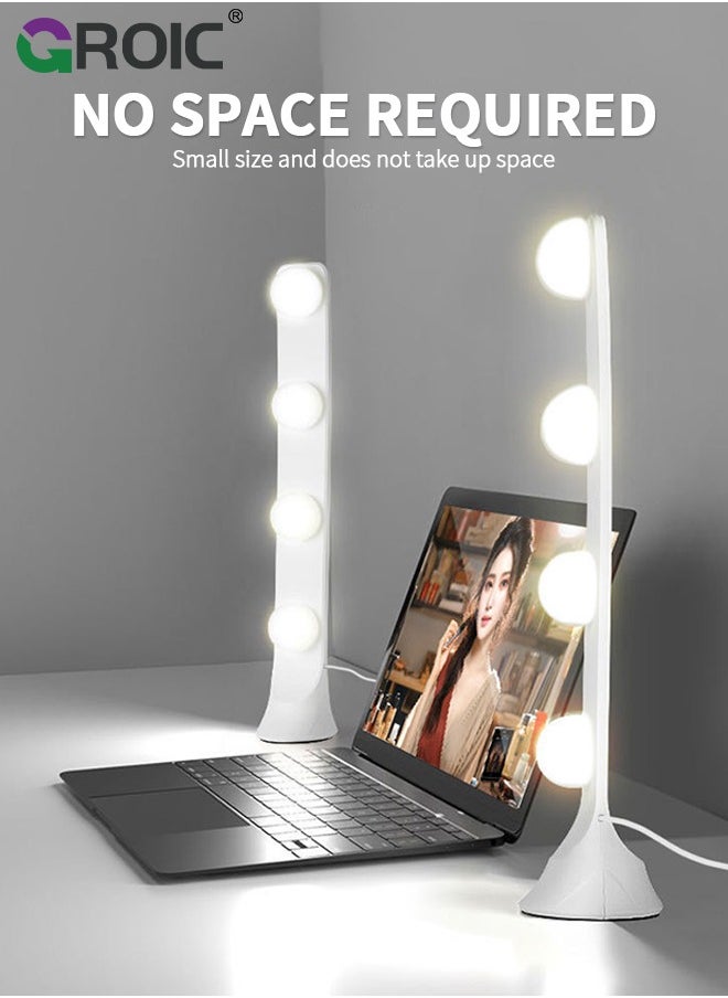 GROIC White Live Streaming Fill Light Light for Zoom Video 3 Color Temperature 5V 4 Bulbs LED Vanity Lights for Bathroom and Streaming Conference  - Image 4