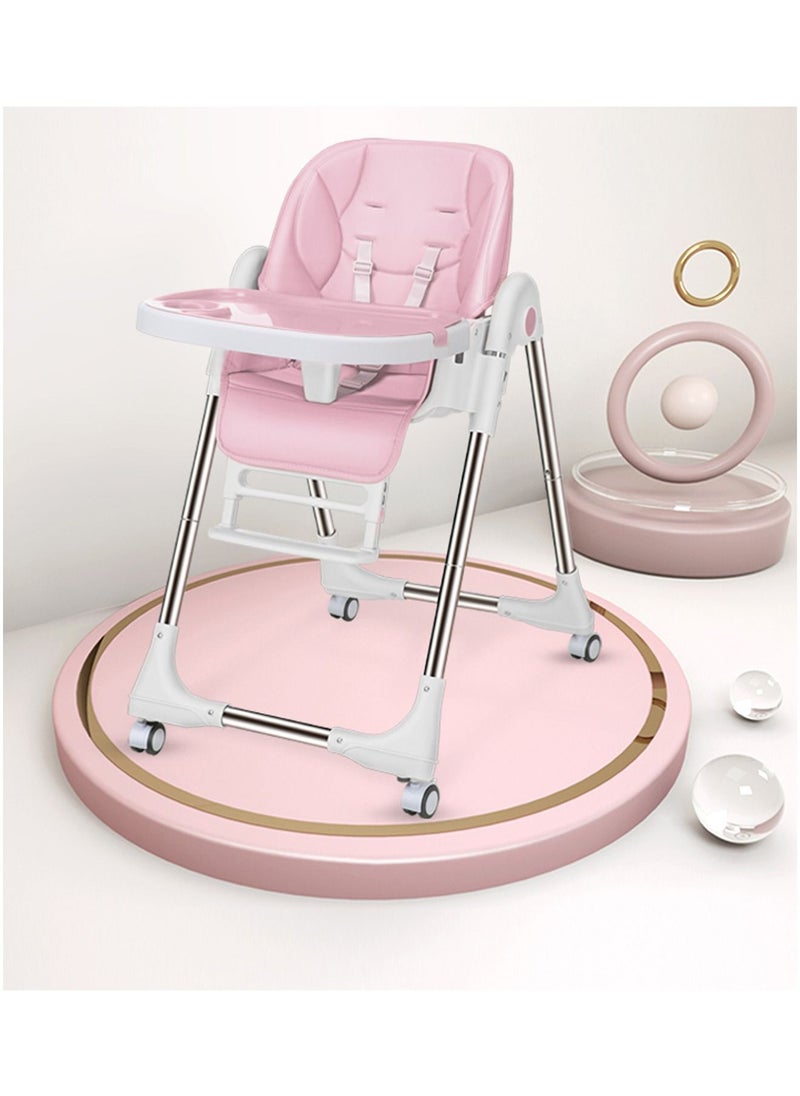 GT-Wheel 4 in 1 foldable baby high chair with wheels Convertable to infant floor seat baby booster chair for kids  - Image 1