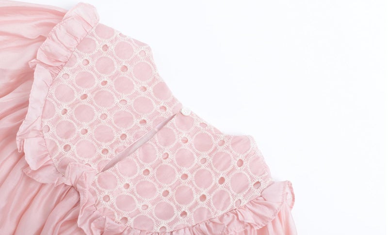 Mud Kingdom Toddler Girls Princess Dress Ruffle Collar Long Sleeve Dress Puff Sleeve Solid Dresses Casual Spring 3T Pink - Image 4