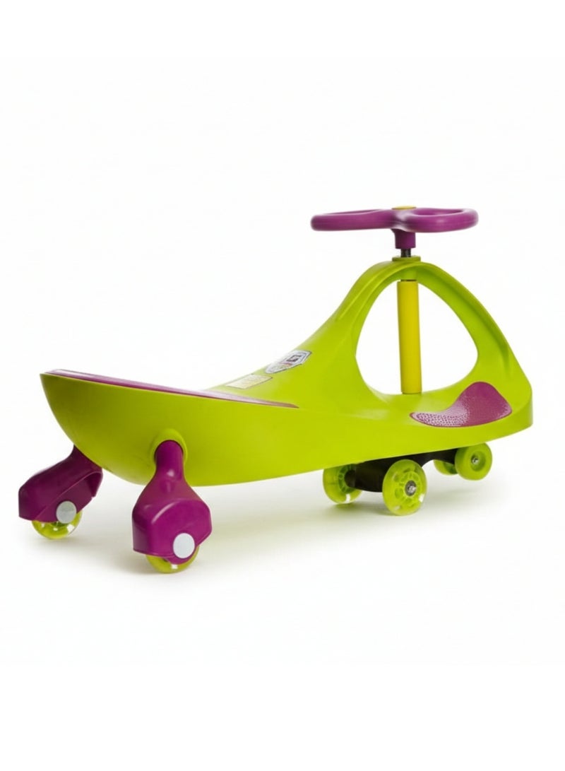 Top Gear Swing Car Ride-On with LED Wheels- Green , 100% Assembled, Self-Propelled [TG 9004] - Image 2