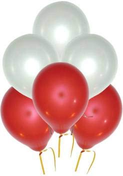 Evisha HD Big Size 50 pcs Metallic | Latex Balloons | Theme Party, Party Decoration | Birthday Party Balloons | Balloons for Party Decoration (Red White) - Image 1