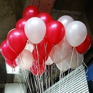 Evisha HD Big Size 50 pcs Metallic | Latex Balloons | Theme Party, Party Decoration | Birthday Party Balloons | Balloons for Party Decoration (Red White) - Image 2