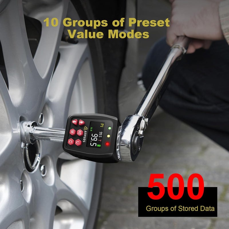ANPUDS 1/2" Digital Torque Adapter with 3/8" & 1/4" Adapters, 5-99.5 Ft-lb/6.75-135 Nm - Image 4
