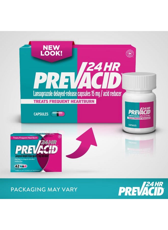 Prevacid 24HR Lansoprazole Delayed-Release Capsules, 15 mg/Acid Reducer, Proton Pump Inhibitor (PPI) for Heartburn Relief, 42 Count  - Image 2