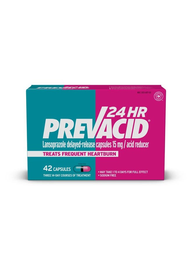 Prevacid 24HR Lansoprazole Delayed-Release Capsules, 15 mg/Acid Reducer, Proton Pump Inhibitor (PPI) for Heartburn Relief, 42 Count  - Image 1