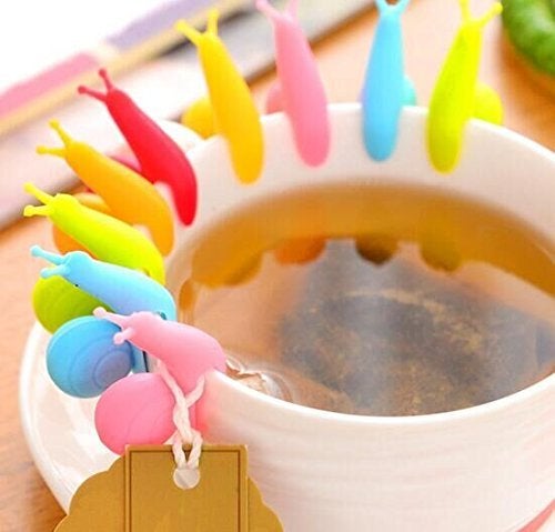 Drhob 6 pcs Exquisite Snail Shape Silicone Tea Bag Holder Cup Mug Candy Colors Cute - Image 3