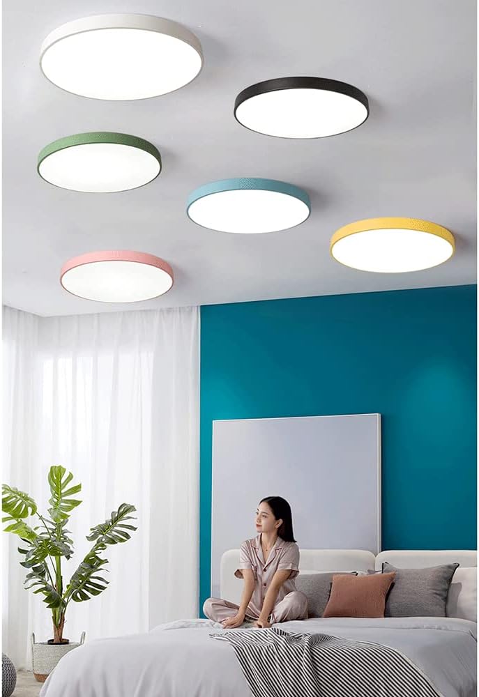 LED Ceiling Light Fixture - Ultra-Thin Circular Panel Lamp for Bedroom, Living Room, Kitchen, Office, Hallway(Dark,19.7in) - Image 4