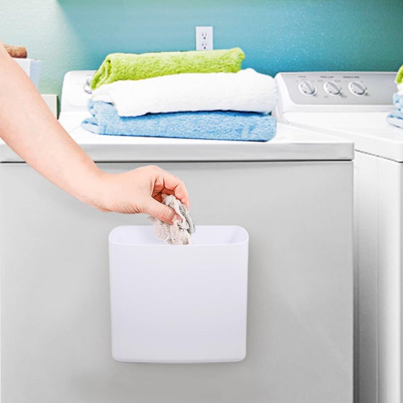 Picowe Magnetic Laundry Storage, Large Lint Holder Bin, Space-Saving Trash Container Hanging on Dryer, Washer or Wall Mount (Gray White) - Image 5