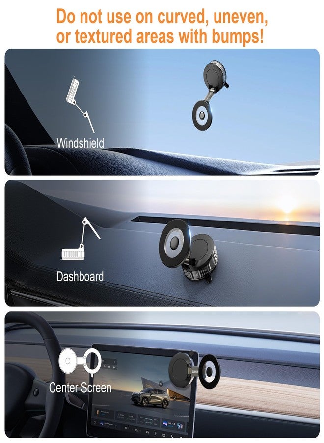 SUPERONE for Magsafe Car Mount, 360° Adjustable Vacuum Magnetic Phone Holder, 80+LBS Suction Magnetic Phone Holder for Car Dash/Windshield/Screen, Suction Cup Phone Mount for iPhone & Android - Image 2