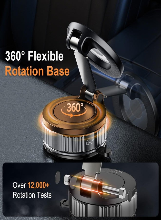 SUPERONE for Magsafe Car Mount, 360° Adjustable Vacuum Magnetic Phone Holder, 80+LBS Suction Magnetic Phone Holder for Car Dash/Windshield/Screen, Suction Cup Phone Mount for iPhone & Android - Image 5