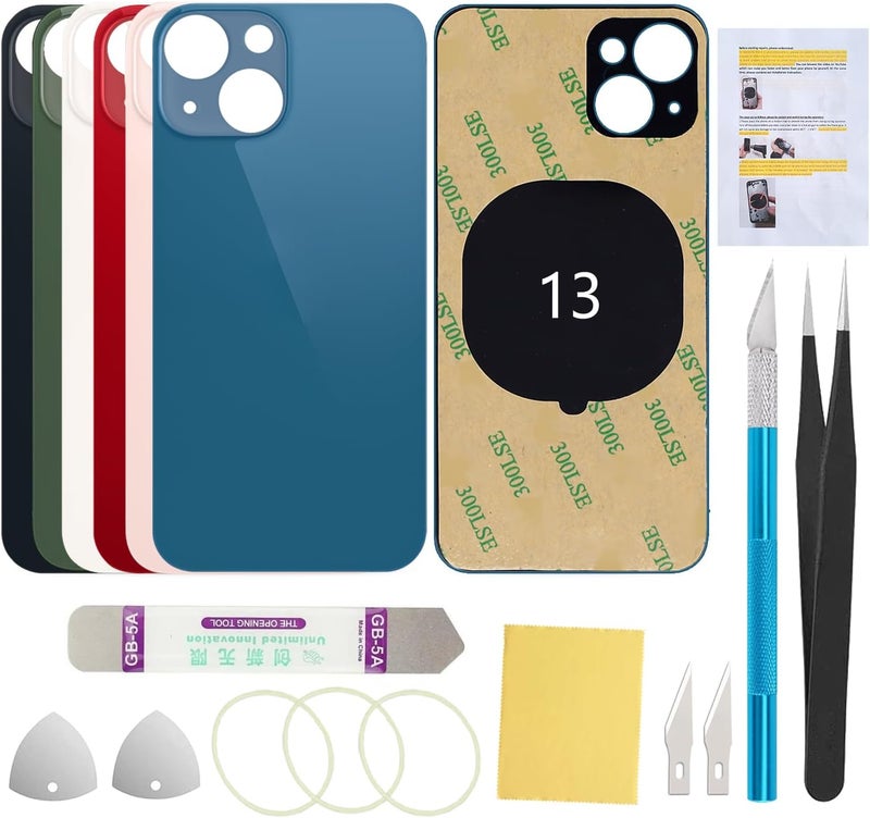 UooFide Rear Back Screen Glass Cover Replacement Compatible with iPhone 13 6.1-Inches All Carriers (Blue) - Image 1