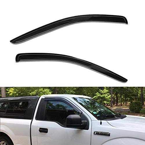 Lightronic لاصق نافذة لightronic شديد التحمل، يناسب 2004-2014 فورد F-150 سوبر كاب؛ 2009-2014 F-150 كاب عادي/سوبر كرو؛ 2010-2014 F-150 SVT رابتور سوبر كاب/سوبر كرو، واقي مطر يحمي من الأشعة فوق البنفسجية، دخاني، 2 قطع - Image 1