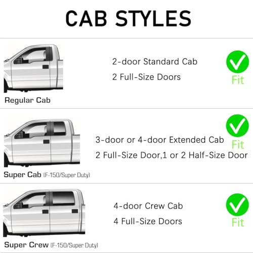 Lightronic لاصق نافذة لightronic شديد التحمل، يناسب 2004-2014 فورد F-150 سوبر كاب؛ 2009-2014 F-150 كاب عادي/سوبر كرو؛ 2010-2014 F-150 SVT رابتور سوبر كاب/سوبر كرو، واقي مطر يحمي من الأشعة فوق البنفسجية، دخاني، 2 قطع - Image 2