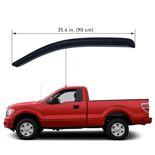 Lightronic لاصق نافذة لightronic شديد التحمل، يناسب 2004-2014 فورد F-150 سوبر كاب؛ 2009-2014 F-150 كاب عادي/سوبر كرو؛ 2010-2014 F-150 SVT رابتور سوبر كاب/سوبر كرو، واقي مطر يحمي من الأشعة فوق البنفسجية، دخاني، 2 قطع - Image 3