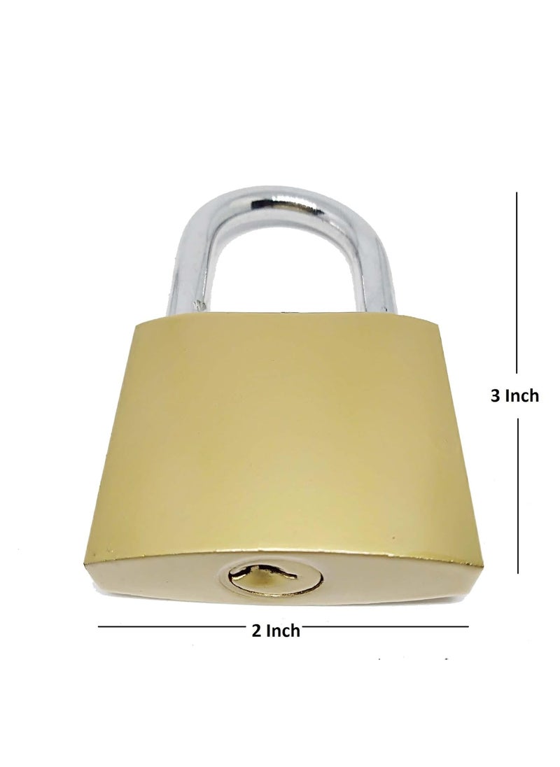 Unikkus Unikkus Set Of 2 Lock And Keys For Home Door Room House Ets Imported Suitable For Medium Purpose Like Pet Doors Shutters Gates Strong Keys Ultra Ulimate Homeproducts4ULock Size 50Mm Padlock Gold  - Image 2