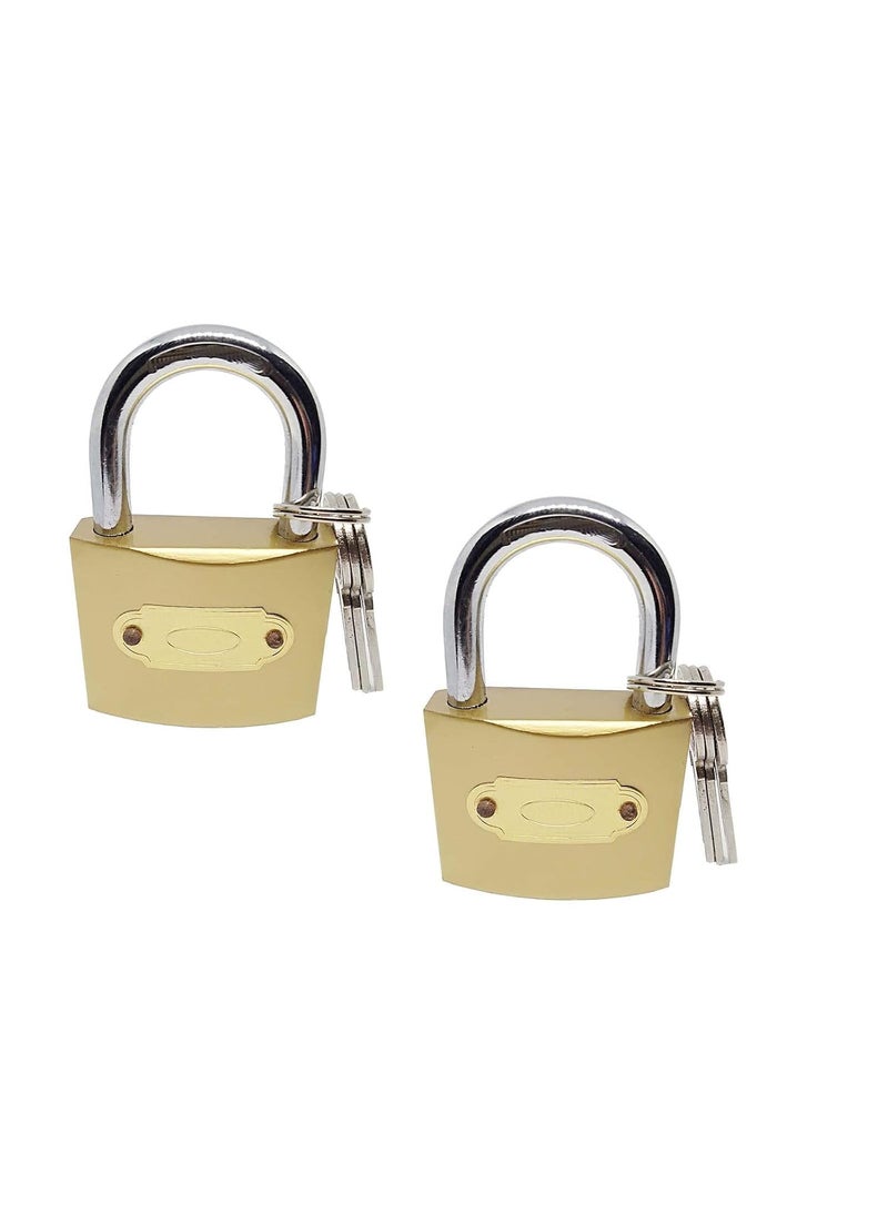 Unikkus Unikkus Set Of 2 Lock And Keys For Home Door Room House Ets Imported Suitable For Medium Purpose Like Pet Doors Shutters Gates Strong Keys Ultra Ulimate Homeproducts4ULock Size 50Mm Padlock Gold  - Image 1