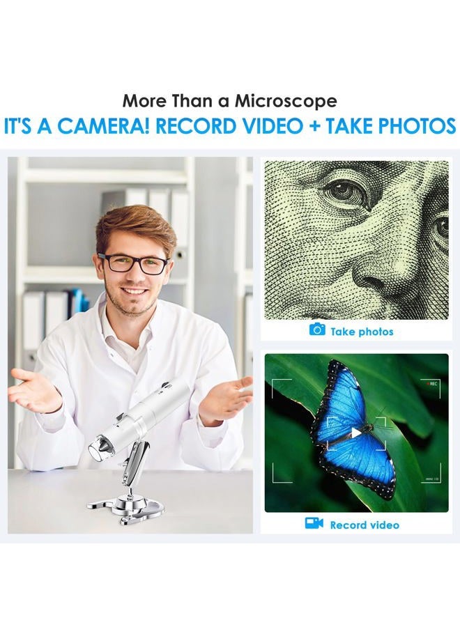 Skybasic Wireless Digital Microscope, Skybasic 50X-1000X Magnification WiFi Pocket Handheld Microscopes with Stand HD USB Microscope Camera Compatible with iPhone Android iPad Windows Mac Computer (White) - Image 5