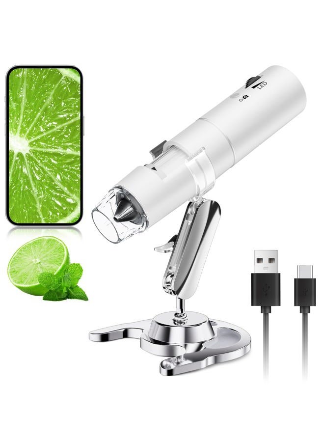 Skybasic Wireless Digital Microscope, Skybasic 50X-1000X Magnification WiFi Pocket Handheld Microscopes with Stand HD USB Microscope Camera Compatible with iPhone Android iPad Windows Mac Computer (White) - Image 1
