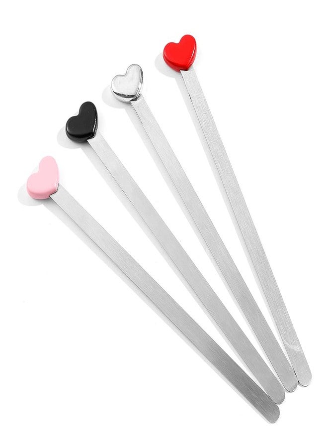 WDLYAN 4PCS Heart Stainless Steel Bookmarks for Men Women Reading Book Bookmarks Girls Boys Schoolmate Teachers Couples Gifts (Set-1) - Image 1