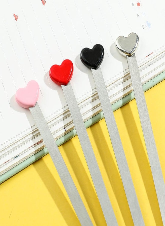 WDLYAN 4PCS Heart Stainless Steel Bookmarks for Men Women Reading Book Bookmarks Girls Boys Schoolmate Teachers Couples Gifts (Set-1) - Image 4