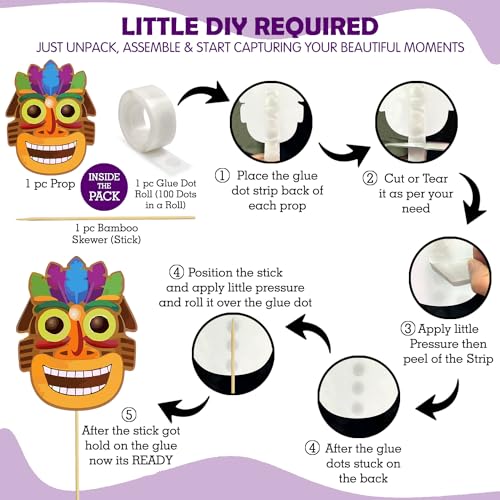 Zyozique ® Luau Photo Booth Props - Hawaiian Themed Pool Party Selfie Props Kit (Pack of 25) - Image 3