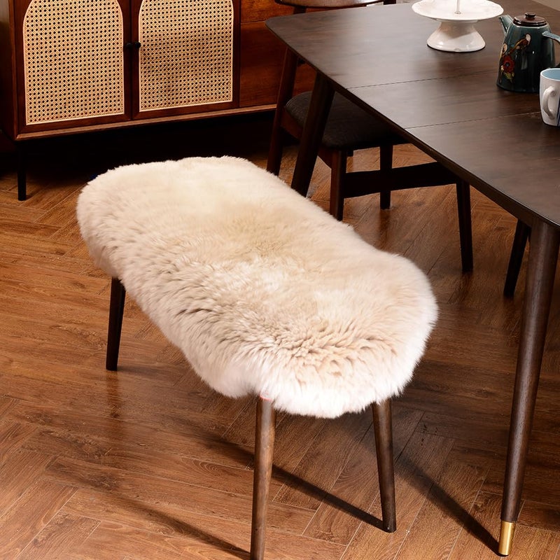 LLB Genuine Sheepskin Area Rug Wool Rug Fur Carpet Fluffy Shaggy Fur Rug for Living Room Kids Bedroom Real Sheepskin Throw Lambskin Rugs Sofa Mat Chair Seat Covers (Cream Brown, 2 x 3 ft Sheepskin) - Image 4